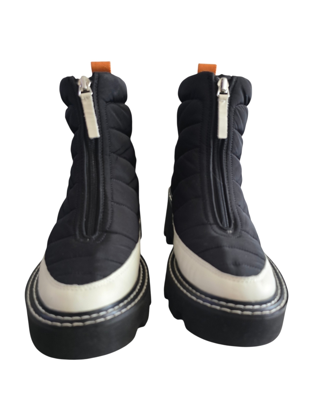 Dolce Vita Helki Women's Black and White Quilted Zip Front Boots | Size 8.5 - Picture 2 of 15